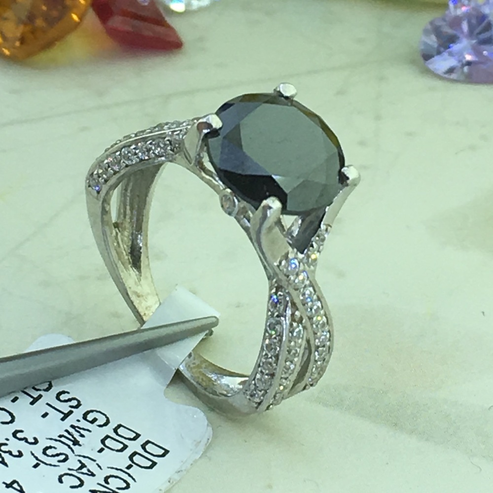 Genuine Natural 2.88 CT Natural Black Diamond Ring